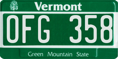 VT license plate OFG358