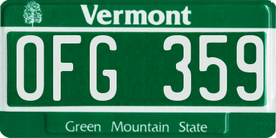VT license plate OFG359