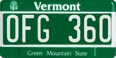 VT license plate OFG360