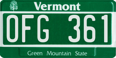 VT license plate OFG361