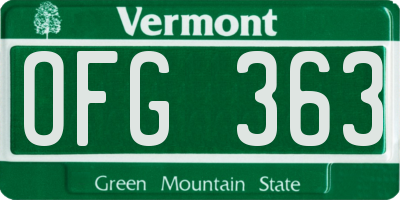 VT license plate OFG363