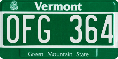 VT license plate OFG364