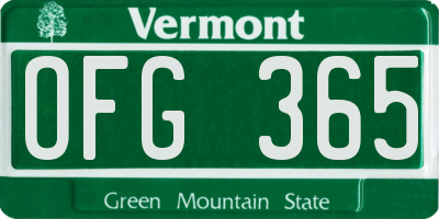 VT license plate OFG365