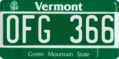 VT license plate OFG366