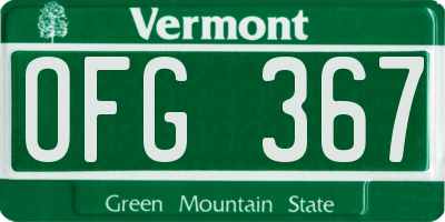 VT license plate OFG367