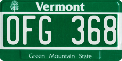 VT license plate OFG368