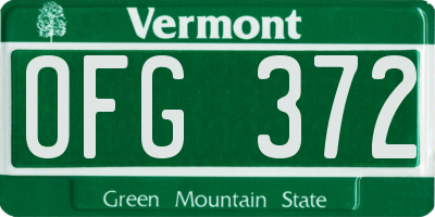 VT license plate OFG372