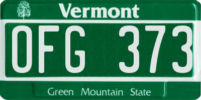 VT license plate OFG373