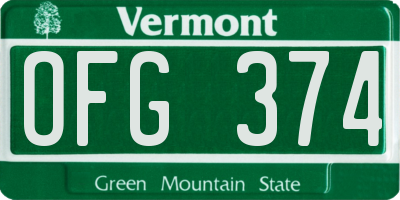 VT license plate OFG374