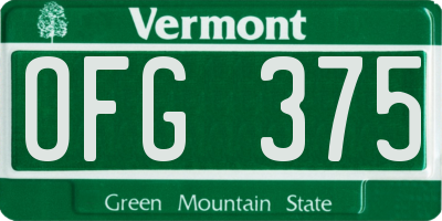 VT license plate OFG375