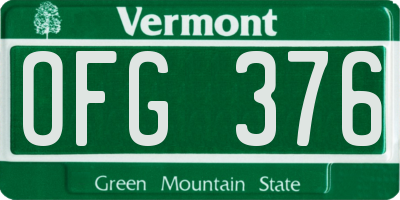 VT license plate OFG376