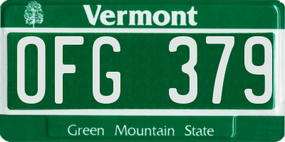 VT license plate OFG379