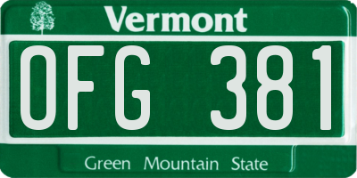 VT license plate OFG381