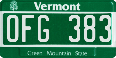 VT license plate OFG383