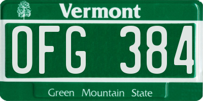 VT license plate OFG384