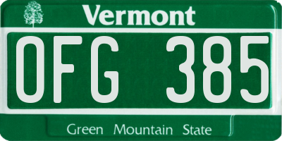 VT license plate OFG385