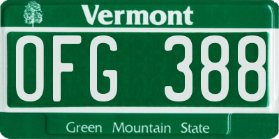 VT license plate OFG388