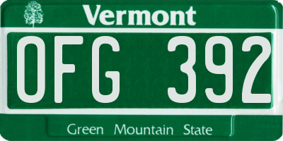 VT license plate OFG392