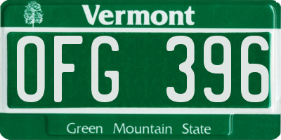 VT license plate OFG396
