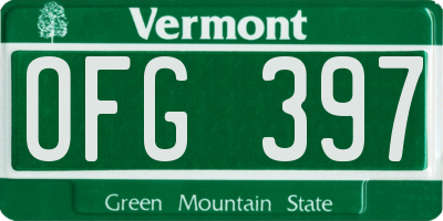 VT license plate OFG397