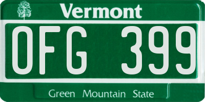 VT license plate OFG399