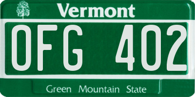 VT license plate OFG402
