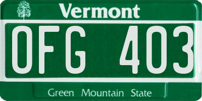 VT license plate OFG403
