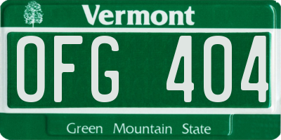VT license plate OFG404