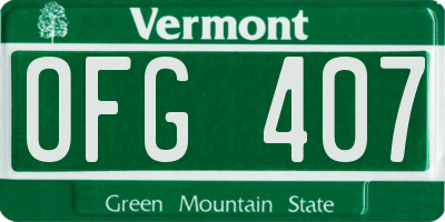 VT license plate OFG407