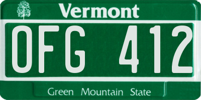 VT license plate OFG412