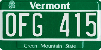 VT license plate OFG415