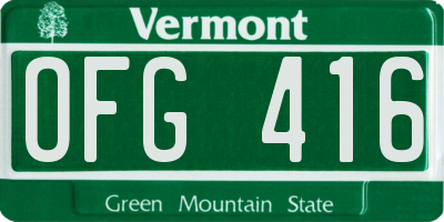 VT license plate OFG416