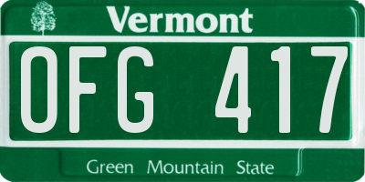 VT license plate OFG417