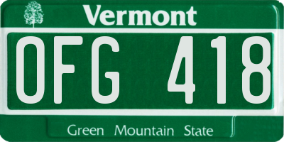 VT license plate OFG418