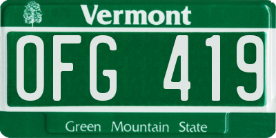 VT license plate OFG419