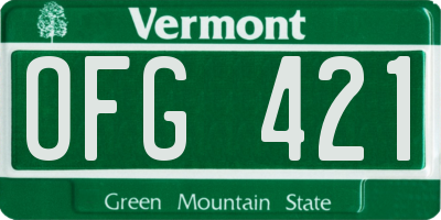 VT license plate OFG421