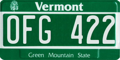 VT license plate OFG422