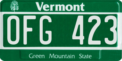 VT license plate OFG423
