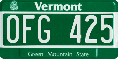 VT license plate OFG425