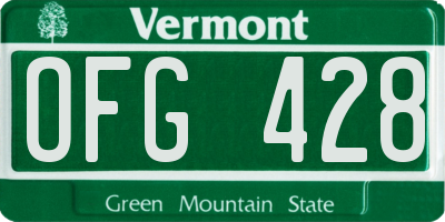 VT license plate OFG428