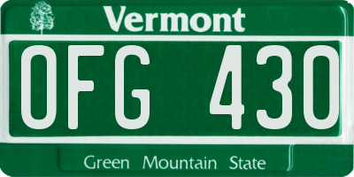 VT license plate OFG430