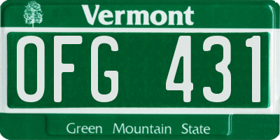 VT license plate OFG431