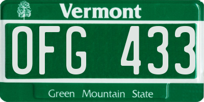 VT license plate OFG433