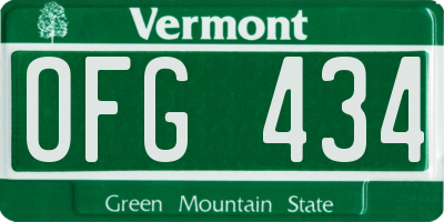 VT license plate OFG434