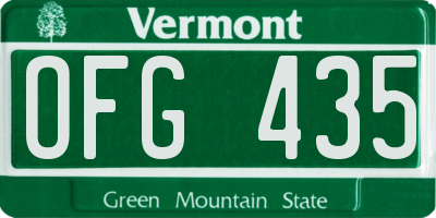 VT license plate OFG435
