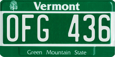 VT license plate OFG436
