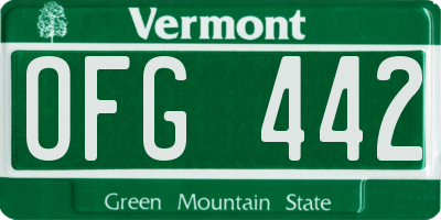 VT license plate OFG442