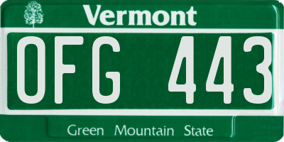 VT license plate OFG443