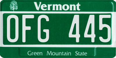 VT license plate OFG445