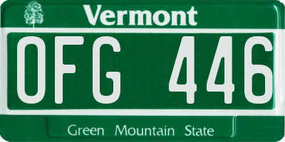 VT license plate OFG446